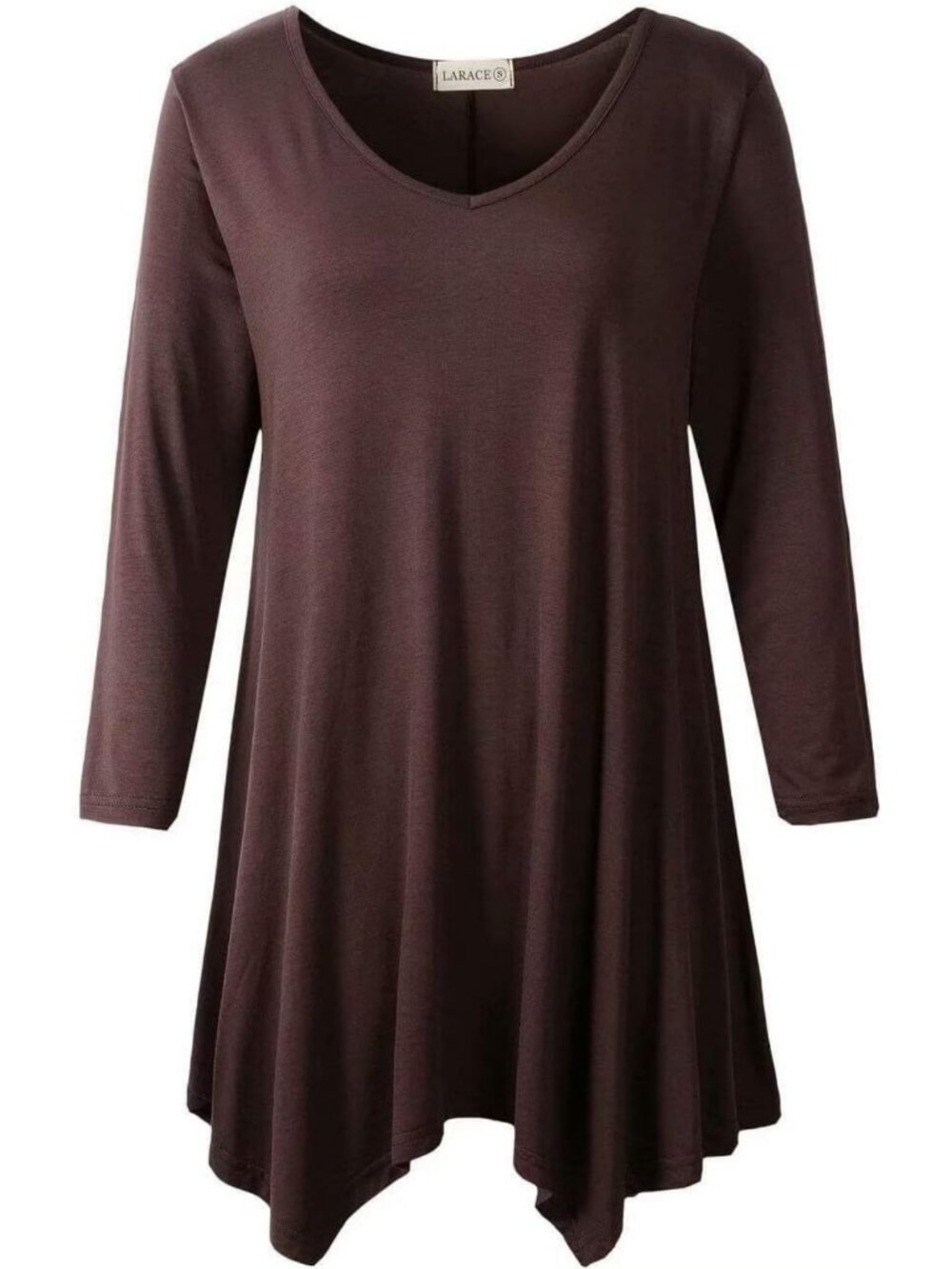 Plus Size V-Neck 3/4 Sleeve Asymmetrical Tunic Top - Stylish & Comfortable for